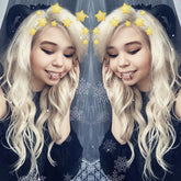 SULMY Long Blonde Wavy Lace Front Wigs for White Women 100% Human Hair